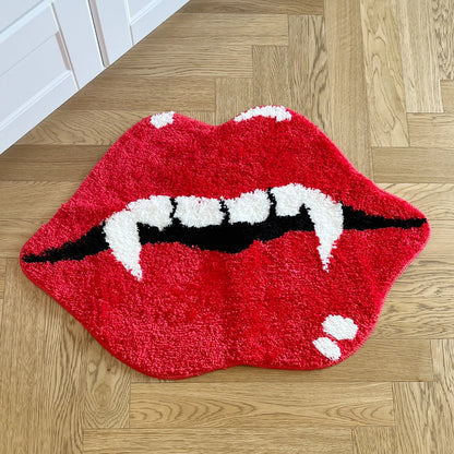 RED LIPS VAMPIRE RUG